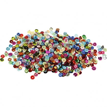 Paljetter, diameter 6 mm, runda, 100 g